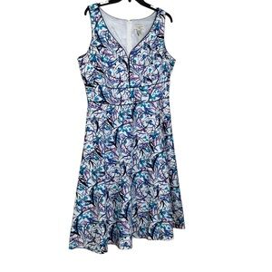 Amanda Smith Abstract Floral Mini Dress - Blue and Purple. Size 14